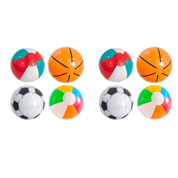 QLUEWX 8PCS Inflatable Beach Balls, Rainbow Color Reusable Beach Toys, Outdoor Classic Beachball for Swimming Pool and Outdoor Courtyard Games with Thickened Leak Proof Material
