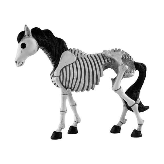 QLUEWX Animal Skeleton Figurines, Halloween Resin Skeleton Horse Cat Frog Statue Set, Spooky Gothic Animal Bone Decor for Tiered Tray Tabletop Indoor Halloween Party Graveyard Decor Gifts