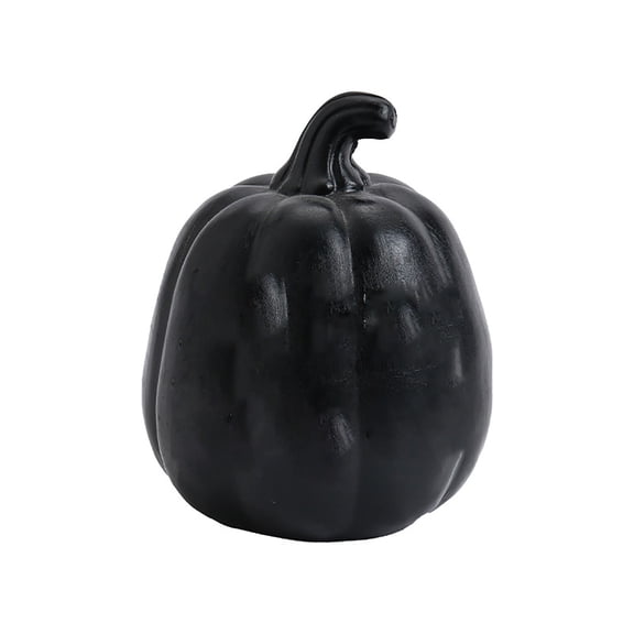 QLUEWX Black Pumpkin Halloween Decorations, 4.3" Artificial Resin Pumpkin Table Decor, Hocus Pocus Pumpkin Home Decor, Fall Tabletop Centerpiece for Home Shelf Mantel Party Supplies Halloween Decor