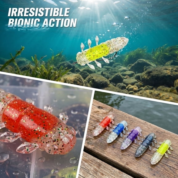 Aximioll Cicada Bionic Soft Lures, Gray TPE Floating Sinking Worm Baits, Artificial Swim Bait For Bass Fishing Outdoor Angling Enthusiast Gift