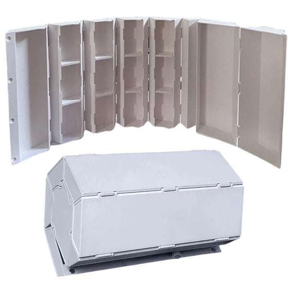 QLUEWX Foldable Modular Storage Organizer, 7 Compartment Portable Small Parts Hardware Organizer Box, Stackable Screw Nail Bolt Craft Bead Jewelry Organizer for Garage Workshop Office Home