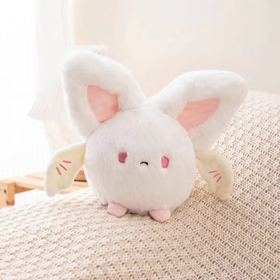 QLUEWX Halloween Bat Plush Toy, 7.87 Inch Cute Fluffy Stuffed Bat Animal Soft Bat Plushie Doll for Halloween Decor Party Favors Birthday Gifts for Kids Girls Boys Toddlers, White