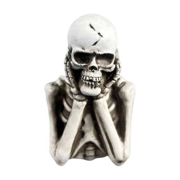 QLUEWX Halloween Hands‑On‑Face Skeleton Statue, Realistic Resin Skull Bust Figurine, Spooky Gothic Tabletop Decor for Home Party Gifts for All Ages