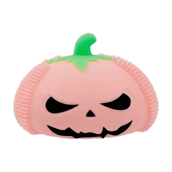 QLUEWX Halloween Pumpkin Squishy Toy, Light Up Puffer Ball Stress Relief Squeeze Toy, Glow in The Dark Fidget Toy, Halloween Party Favors Goodie Bag Fillers Gifts for All Ages (Pink)