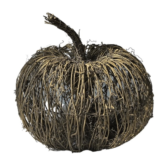 QLUEWX Halloween Rattan Pumpkin Decorations, 6.3" Brown Rattan Wicker Woven Pumpkin Home Decor, Fall Handwoven Natural Twig Rustic Farmhouse Pumpkin, Halloween Decor for Home Outdoor Garden