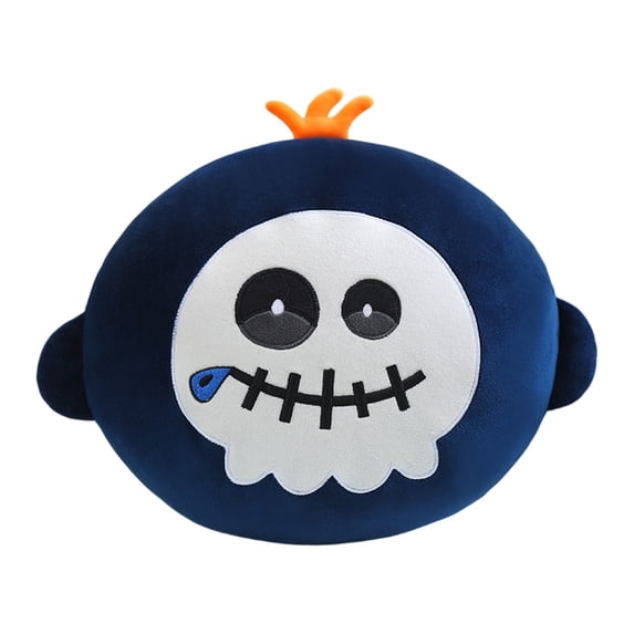 QLUEWX Halloween Skeleton Stuffed Animal Plush Toy, Cute Soft Skull Plush Doll Pillow, Spooky Cartoon Skeleton Plushie for Kids Boys Girls, Home Party Decor Halloween Gift, 9.84 Inch