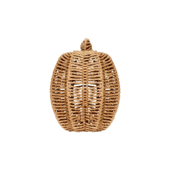 QLUEWX Hand-Woven Rattan Pumpkin Tabletop Ornament, Hollow Wicker Pumpkin Decor, Rustic Farmhouse Fall Thanksgiving Halloween Shelf Mantel Home Decoration