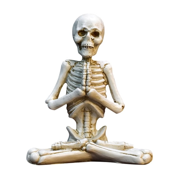 QLUEWX Human Skeleton Halloween Decorations, 5.1" Mini Resin Crafts Yoga Skeleton Human Home Decor, Spooky Prop Gift Halloween Party Decorations, Halloween Decor for Home Table Haunted House