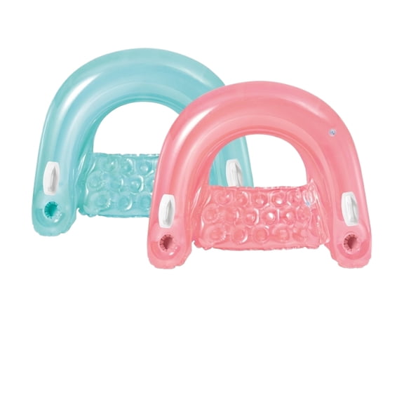 QLUEWX Inflatable Transparent Pool Floats Adult, 59.8" Floating Pool Chair with Two Cup Holders & Handles, Hammock Chair Design for Relaxing Summer Water Fun Swimming Party Beach(Random Color-1PCS)