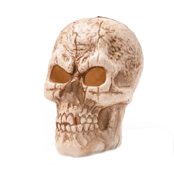 QLUEWX LED Halloween Decorations Skull, 7.1" Spooky Fake Simulation Human Skull Light Prop, Horror Atmosphere Halloween Party Decorations, Halloween Decor for Home Indoor Table Haunted House