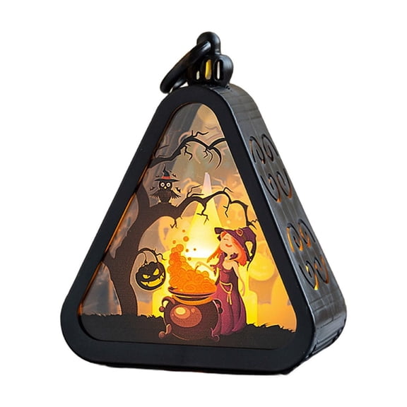 QLUEWX LED Halloween Lamp Night Light, 4.5" Spooky Glowing Poisons Witch Lamp Halloween Party Decorations, Triangle Light Party Supplies Home Decor, Halloween Decor for Home Indoor Table