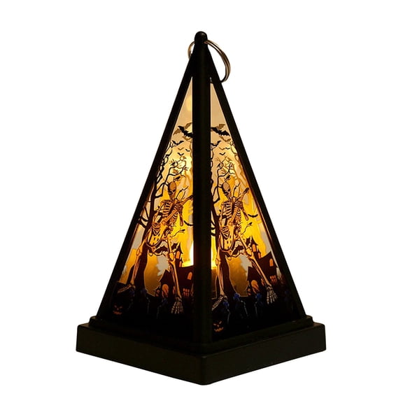 QLUEWX LED Halloween Lamp Night Light, 6.6" Spooky Glowing Skeleton Man Handheld Lamp Halloween Party Decorations, Triangle Light Party Supplies Home Decor, Halloween Decor for Home Indoor Table