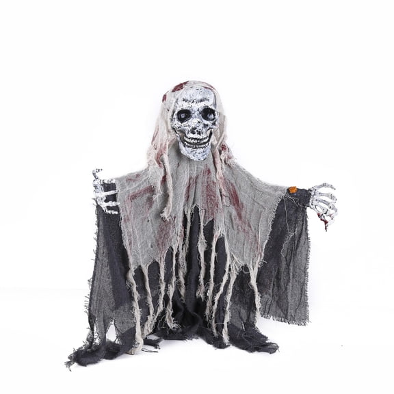 QLUEWX LED Halloween Skull Ghost Hanging Decorations, 35.5" Spooky Skeleton Ghost with LED Eyes, Party Supplies Prop Halloween Party Decorations, Halloween Decor for Home Outdoor Haunted House