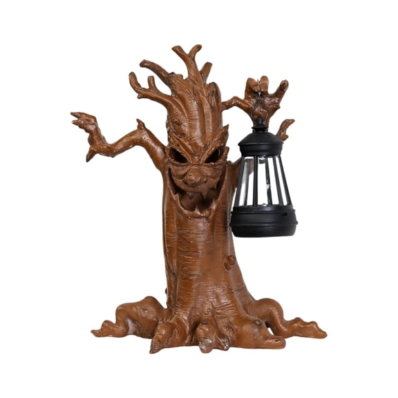 QLUEWX LED Halloween Tree Fairy Table Decor, 11" Evil Solar Resin Handheld Tree Fairy Light Halloween Party Decorations, Party Supplies Scene Prop Table Decor, Halloween Decor for Home Indoor Table