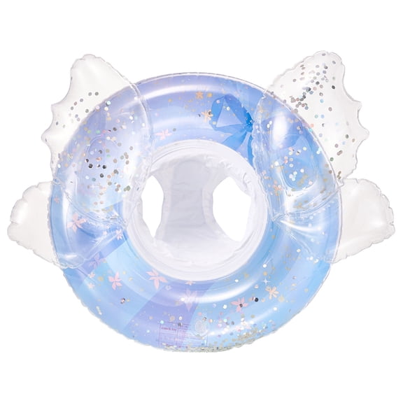QLUEWX Light Blue Inflatable Pool Floats, 21.3" Swim Tube Rings Pool Toys with Butterfly Wing and Kid's Pocket Bottom Seat, Pool Party Float Ring Beach Toys, Party Favors Water Play for Kids 1-12