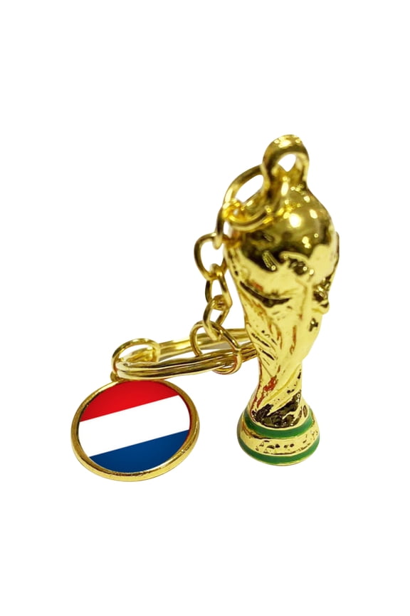 Metal Trophy Keychain Pendant, World Soccer Match 3D Trophy Golden Keychain Charm, Premium Alloy Football Fan Gift, Sports Event Keys for Backpacks, Bags, Collectors Souvenir (Netherlands)