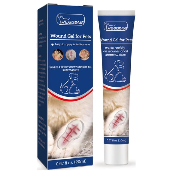 QLUEWX Pet Wound Care Gel 20ml Antibacterial Skin Repair Gel, Fast Healing Wound Ointment for Dogs & Cats, Portable Tube Pet First Aid Gel for Cuts Scrapes Irritated Skin Daily Home Pet Care