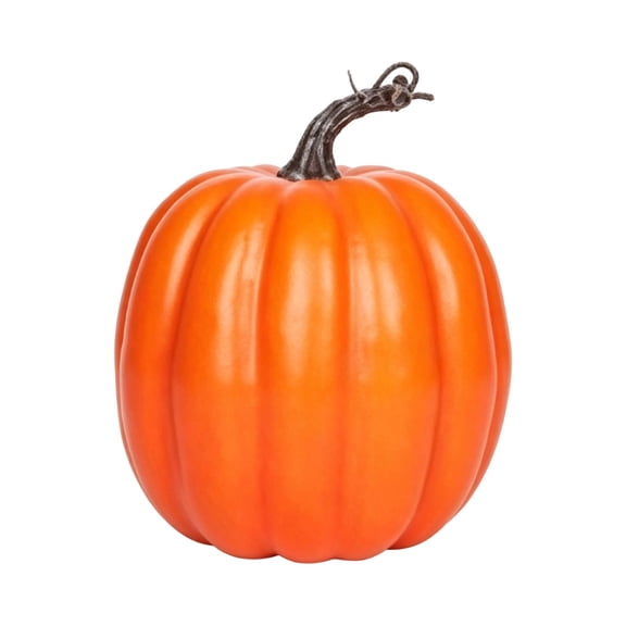QLUEWX Orange Plastic Artificial Fake Pumpkin 6.575.19in, Farmhouse Fall Thanksgiving Halloween Table Centerpiece Kitchen Mantel Decor Ornament