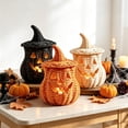 thumbnail image 1 of QLUEWX Saffron Handwoven Pumpkin Halloween Decorations, 9.4" Seagrass Jack-O-Lantern with Lid Table Decor, Pumpkin Basket Candle Holder Tabletop Centerpiece for Party Supplies Prop Halloween Decor, 1 of 9
