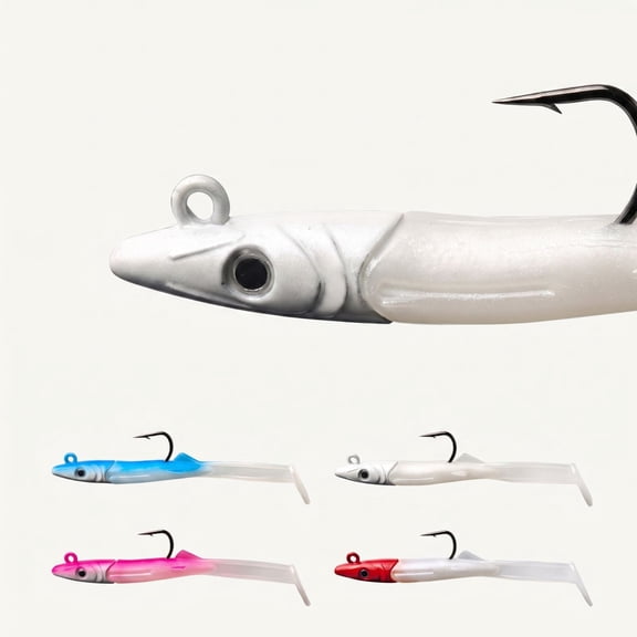 Aximioll Soft Eel Swimbaits, Pink Pre-Rigged Lead Jig Head Lures With Single Hook, Realistic Artificial Fishing Soft Bait for Bass Walleye Predator Fishing, Angler Fishing Gear Gift
