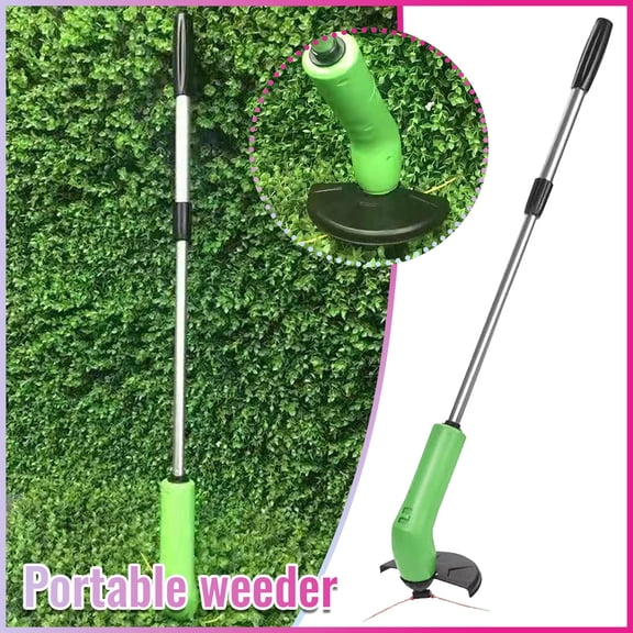 QLUEWX Telescopic Weed Trimmer, Portable Cordless Grass String Trimmer with Adjustable Handle, Lightweight Garden Weed Cutter for Yard Lawn