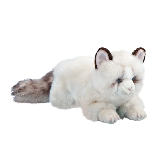 QLUEWX White Ragdoll Cat Plush Toy, 18.9" Soft Simulation Stuffed Animal Cat with Blue Eye, Lifelike Toy Birthday Couples Gift, Home Decorations For Living Room Office and Cat Lover Gift