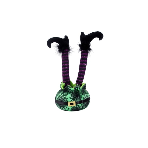 QLUEWX Witch Legs Halloween Decorations, 11" Green Wicked Upside Witch down Legs Prop Halloween Party Decorations, Funny Party Supplies Table Decor, Halloween Decor for Home Indoor Haunted House