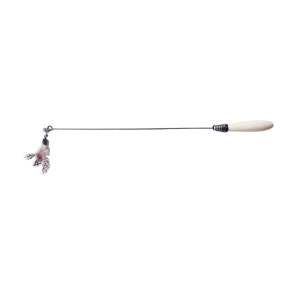 Aximioll Wooden Handle Feather Cat Wand Toy, 18.9" Reinforced Durable Cat Teaser Wand with Bell, Detachable Replaceable Feather Refill, Interactive Kitten Exercise Toy for Indoor Cats Relieve Boredom