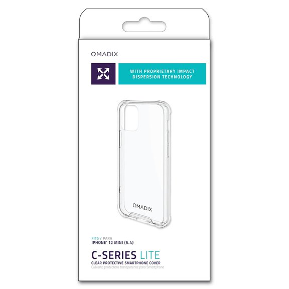 QMADIX C-SERIES LITE CLEAR PROTECTIVE SMARTPHONE COVER Compatible with iPhone 12 Mini Case (5.4)