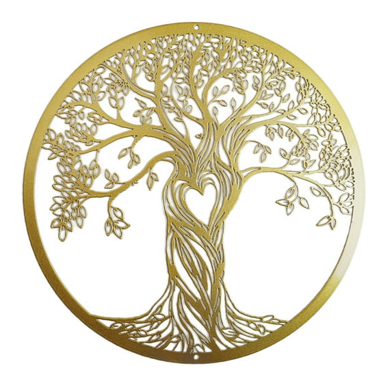 QMARK Metal Wall Decor , Tree Art Wall Sculpture, Metal Wall Art Hanging for Home Decor, Tree of Life 12 inch, Gold