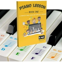 QMG Color Piano and Keyboard Stickers with Complete Color Note Piano Music Lesson and Guide Book - for Kids and Beginners - Designed in USA
