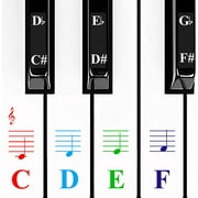QMG Colorful Piano Stickers - Removable, Kids Learning, No Residue - Keyboard Note Stickers
