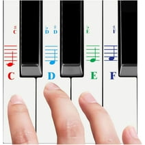 QMG Piano Key Stickers for Kids & Beginners - Colorful, Transparent, USA Made