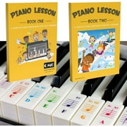 QMG Piano Lesson Books 1 & 2 with Stickers - For Kids, each 52 Pages, USA Made