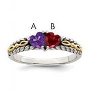 QMR16-2-10 Sterling Silver & 14K Two-stone Mothers Mounting Ring, Size 10