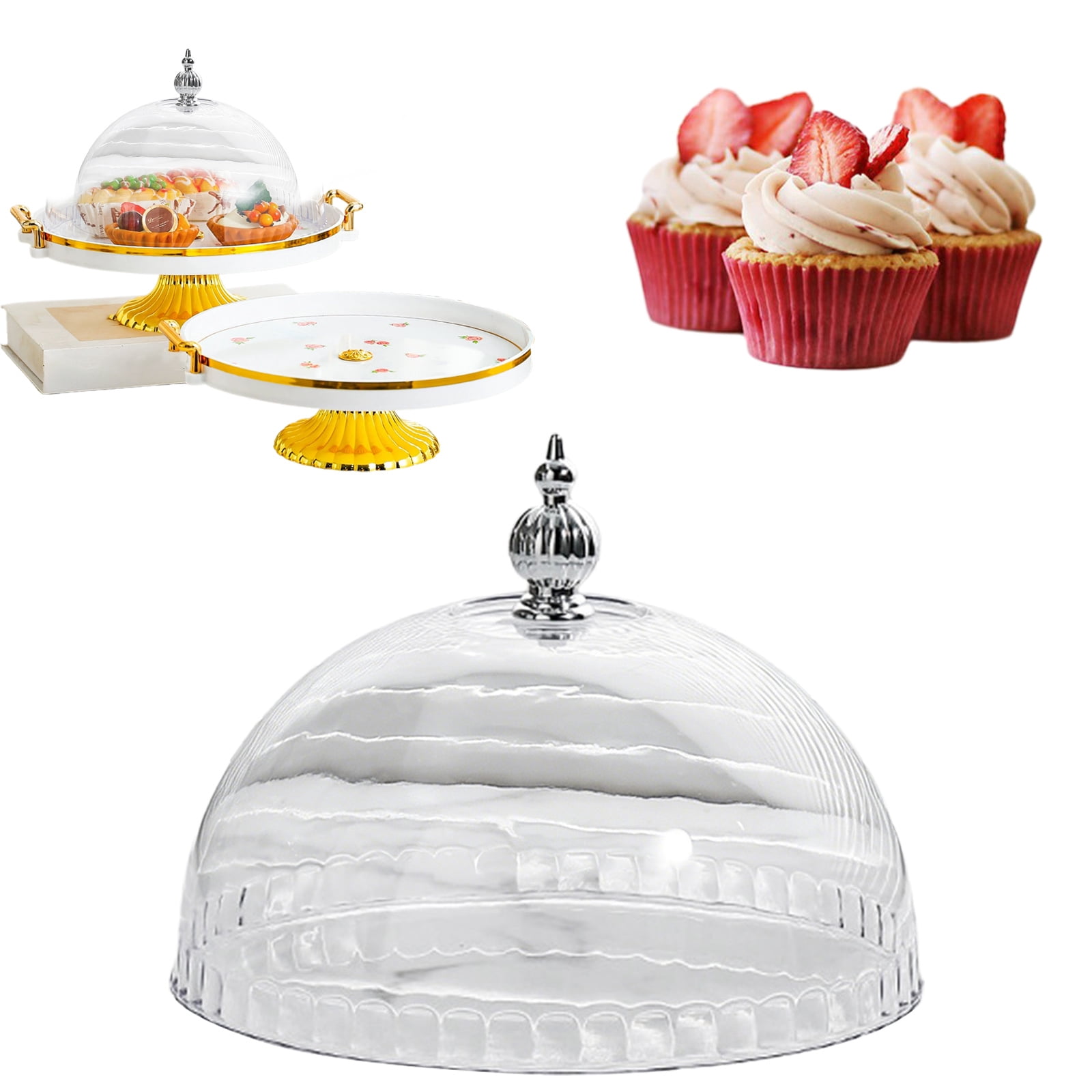 QMTWT Acrylic Cake Dome Cover with Handle - Clear Round Cloche for ...