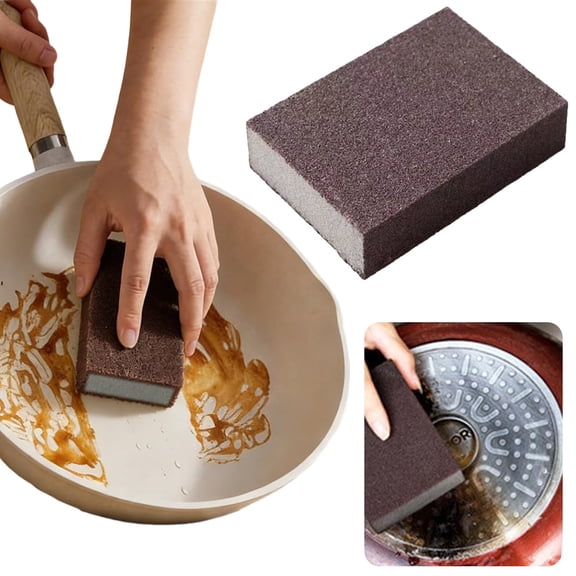 QMTWT Emery Sponge Carborundum Cleaning Scrub - Heavy-Duty Kitchen Pot Scrubber, Abrasive Sponge for Burnt-On Stains, Wear-Resistant Scouring Sponge for Pans, High-Density Multipurpose Eraser Scrub