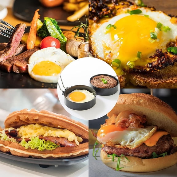 QMTWT Nonstick Egg Rings Stainless Steel Round - Heat-Insulated Egg Cooker for Sandwiches, Easy-Demolding Crumpet Maker, Cool-Touch Handle Breakfast Molds, Professional-Grade Egg Shaper for Pancakes