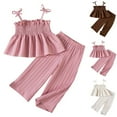 thumbnail image 1 of QNANSPI Boys and Girls 2-Piece Outfit Set,Flower Camisole High Waist Pants Suits Girls,Children's Solid Color Tank Tops Elastic Waistband Pants Summer Casual and Comfortable Set, 1 of 4