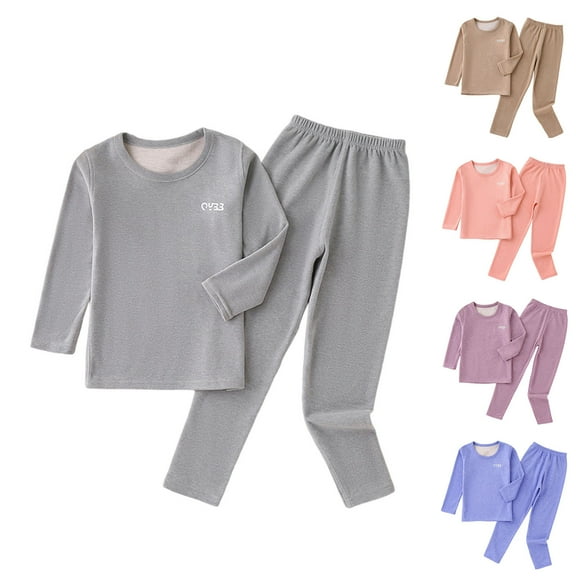 QNANSPI Boys and Girls 2-Piece Outfit Set,Kids Thermal Underwear Set,Children's Warm Underwear Set Wool and Silk Fall Clothes and Pants Derong Girls' and Boys' Fall and Winter Home Wear