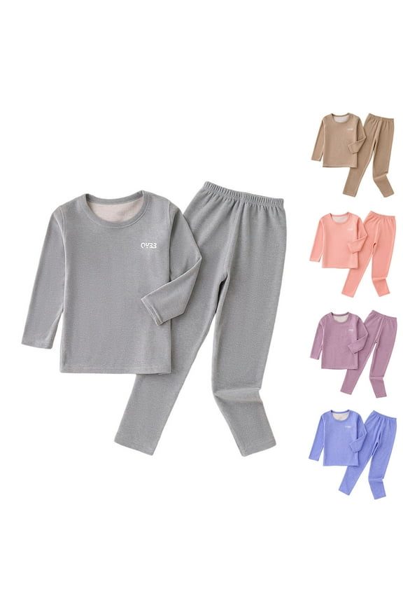 Boys and Girls 2-Piece Outfit Set,Kids Thermal Underwear Set,Children's Warm Underwear Set Wool and Silk Fall Clothes and Pants Derong Girls' and Boys' Fall and Winter Home Wear