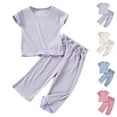 thumbnail image 1 of QNANSPI Boys and Girls 2-Piece Outfit Set,Short Sleeve Pants Outfit Set Kids,Girls' Summer Breathable and Fresh Long Skirt Short Ruffled Skirt Short Sleeved Suspender, 1 of 3