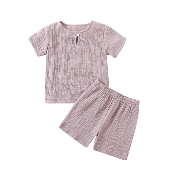 QNANSPI Boys and Girls 2-Piece Outfit Set,Short Sleeve Short Pants Outfitsuit Kids,Spring and Summer Toddler Kids Girls Boys Solid Short Sleeved Fashion Rompers