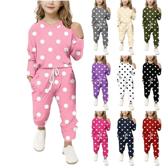 QNANSPI Girls Activewear Outfit Sets,Jogger Set for Kids,Children's Long Sleeve Set Long Pants Two-piece Set Girl