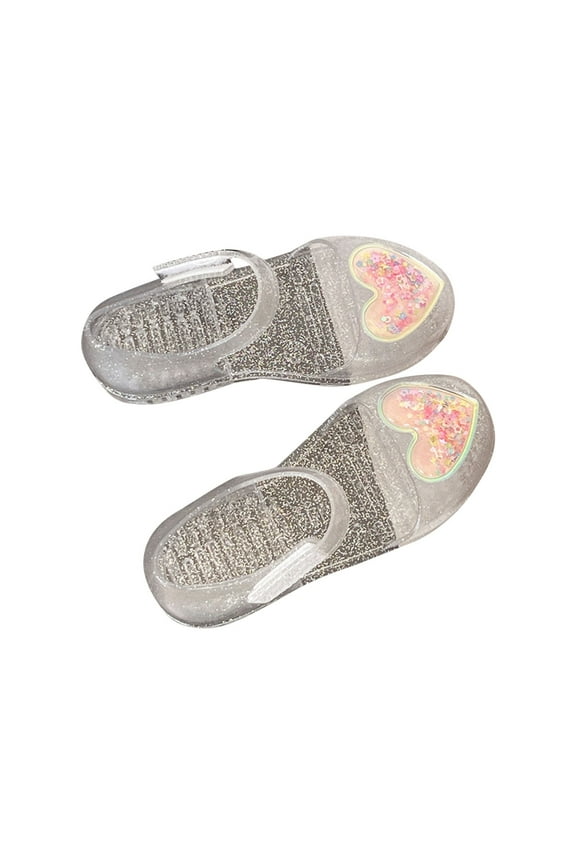 Girls Dressy Sandals, Glitter Bow Sandals for Kids, Girls Heart Closed Toe Water Play Sandals Soft Sole Jelly Princess Toddler Shoes
