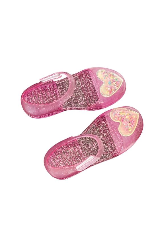 Girls Dressy Sandals, Glitter Bow Sandals for Kids, Girls Heart Closed Toe Water Play Sandals Soft Sole Jelly Princess Toddler Shoes
