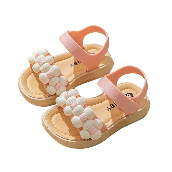 QNANSPI Girls Dressy Sandals, Glitter Bow Sandals for Kids, Toddler Girls Floral Hook and Loop Sandals Soft Sole Princess Outdoor Beach Shoes
