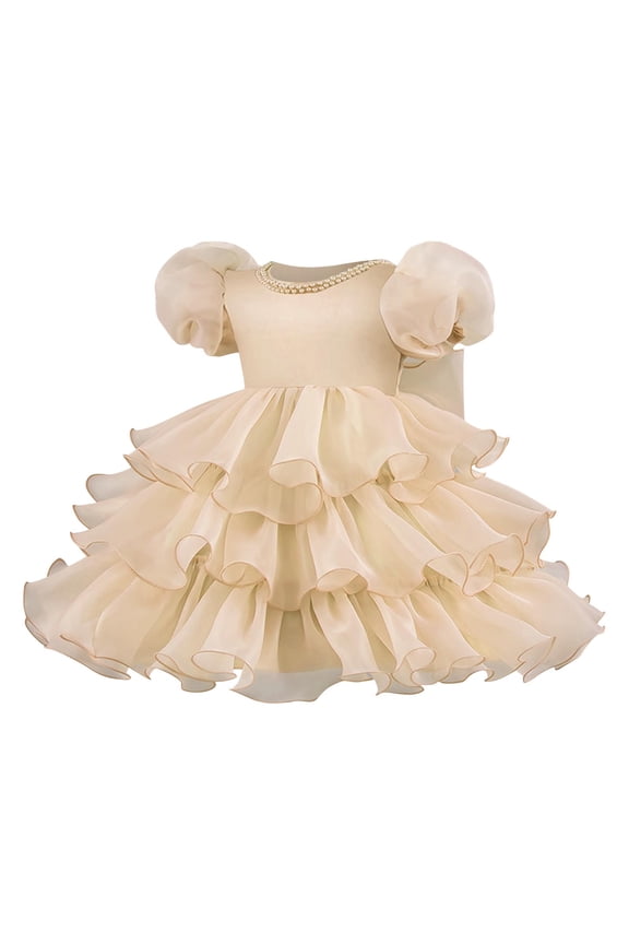 Girls Princess Birthday Party Dresses, Holiday Formal Dress for Girls, Little Girls Short Sleeve Round Neck Solid Sequin Mesh Full Skirt Fancy Hosting Evening Show Formal Princess Dress