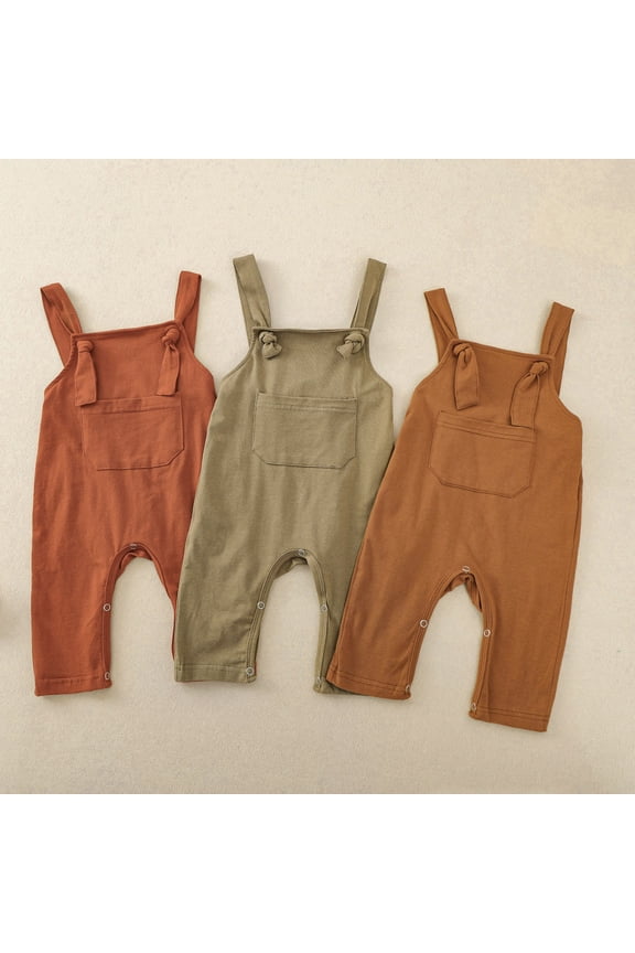 Girls Sleeveless Jumpsuit, Overalls Romper for Kids, Baby Suspender Pants Set Solid Color Sleeveless Romper Matching Outfit For 0-18 Months Daily Wear
