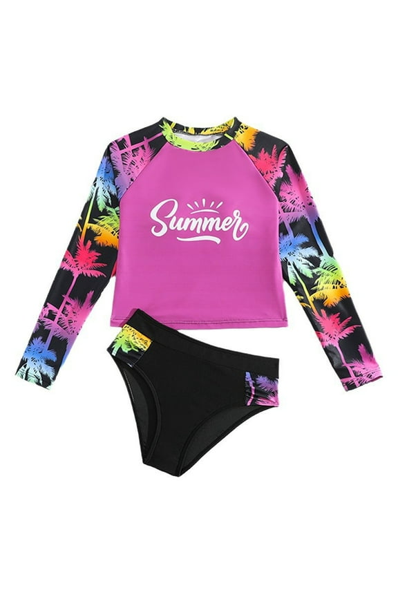 Girls Swumsuit Set, Casual Beach Swimwear, 8-12 Years Youth Girls Two-Piece Bathing Set for Beach Pool Vacation Outfit